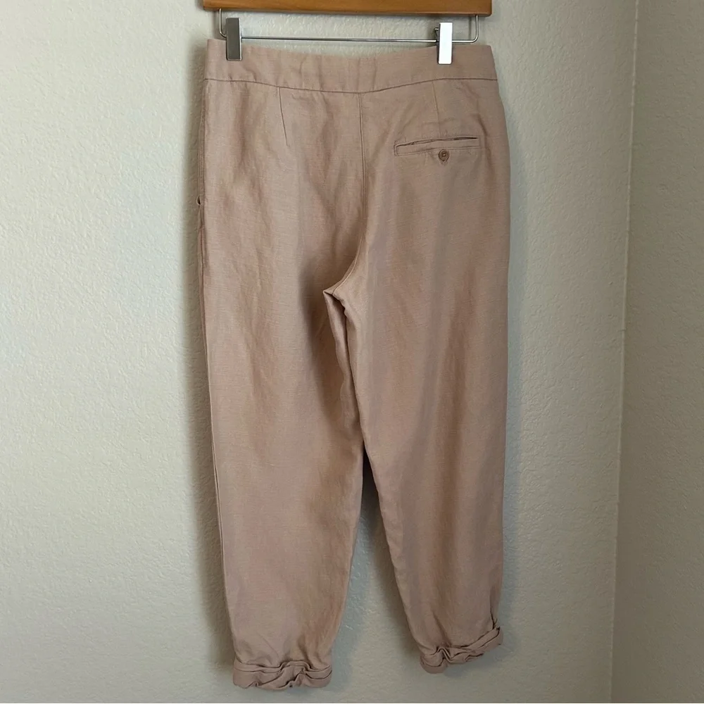 Wilfred x Aritzia Allant Cropped Rolled Hem Linen Blend Pant in Taupe, Size 2